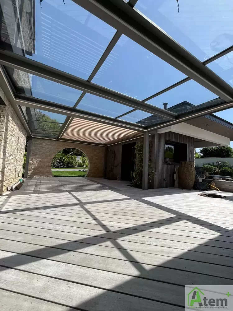 Patio aluminium verre et stores