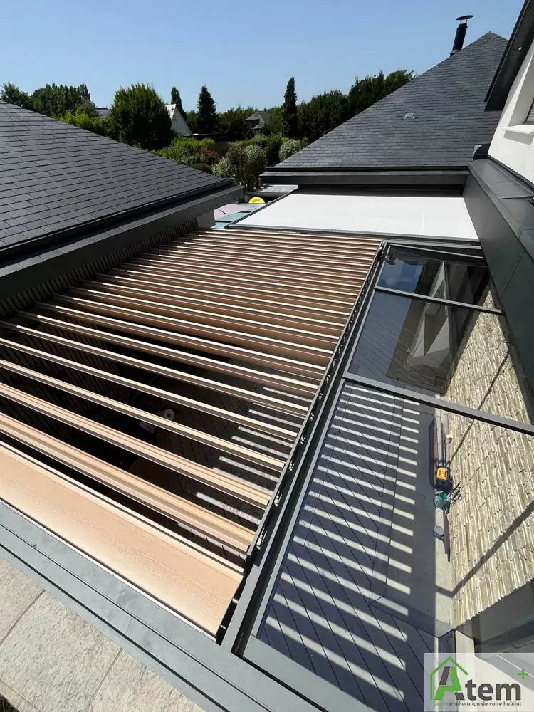 Patio aluminium verre et stores