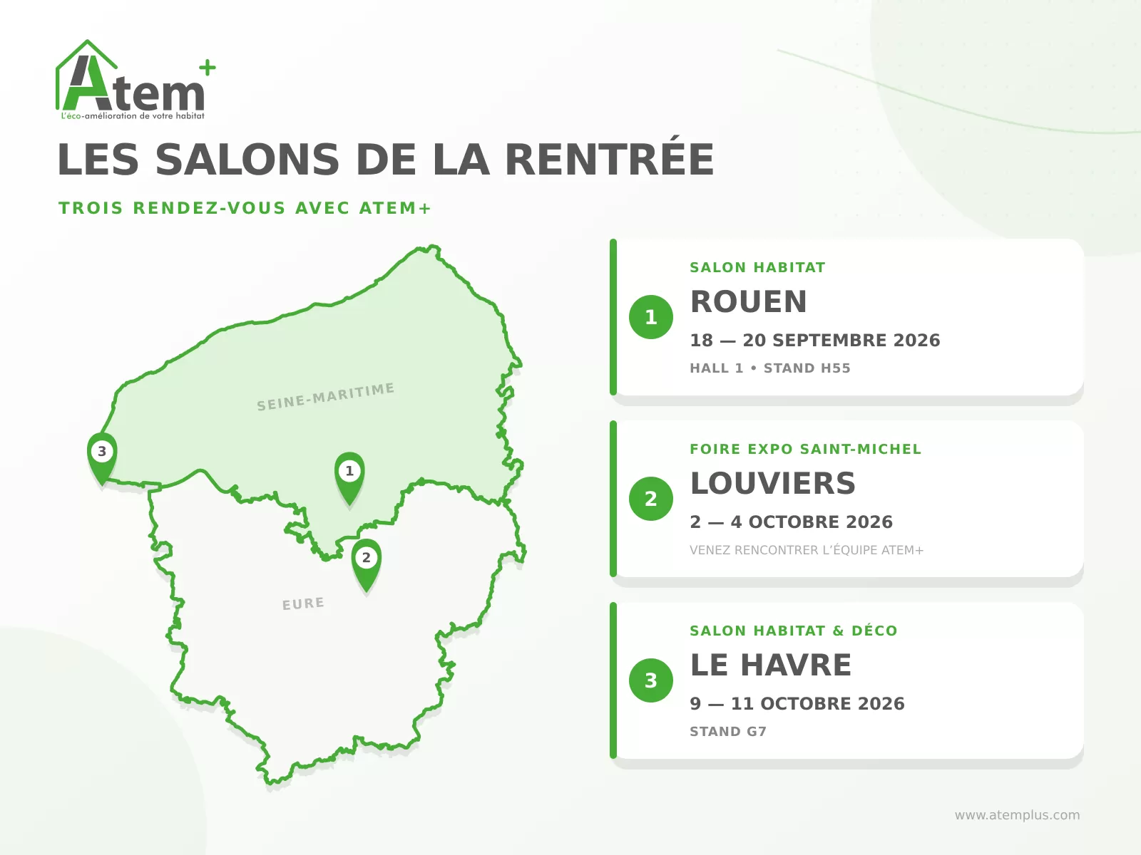 Rentrée 2026 : retrouvez ATEM+ à Rouen, Louviers et au Havre Rentrée 2026 : retrouvez ATEM+ à Rouen, Louviers et au Havre